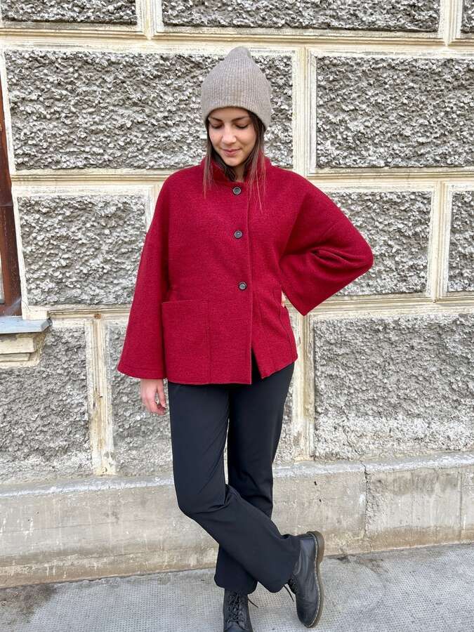 Wolljacke aus Walk in rot_03