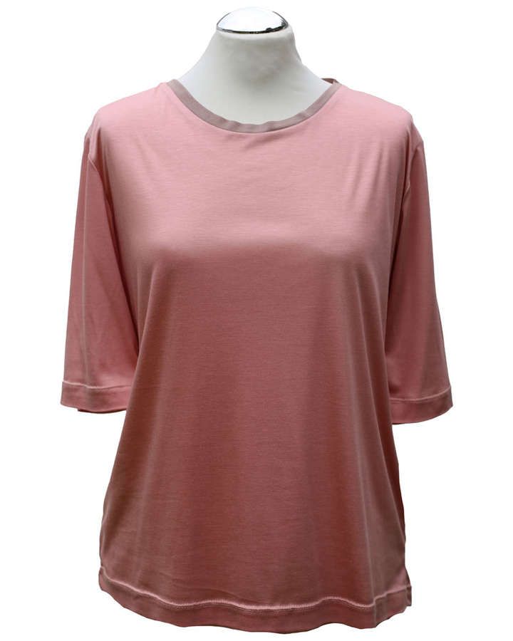 T-Shirt aus Makosatin-Baumwolle in apricot_04