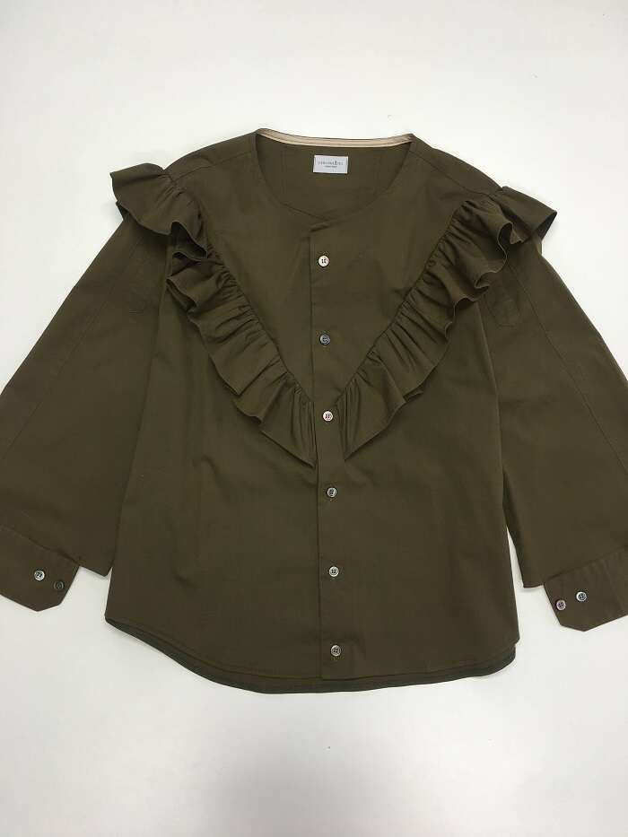 Bluse Volant khaki Baumwolle circular_04