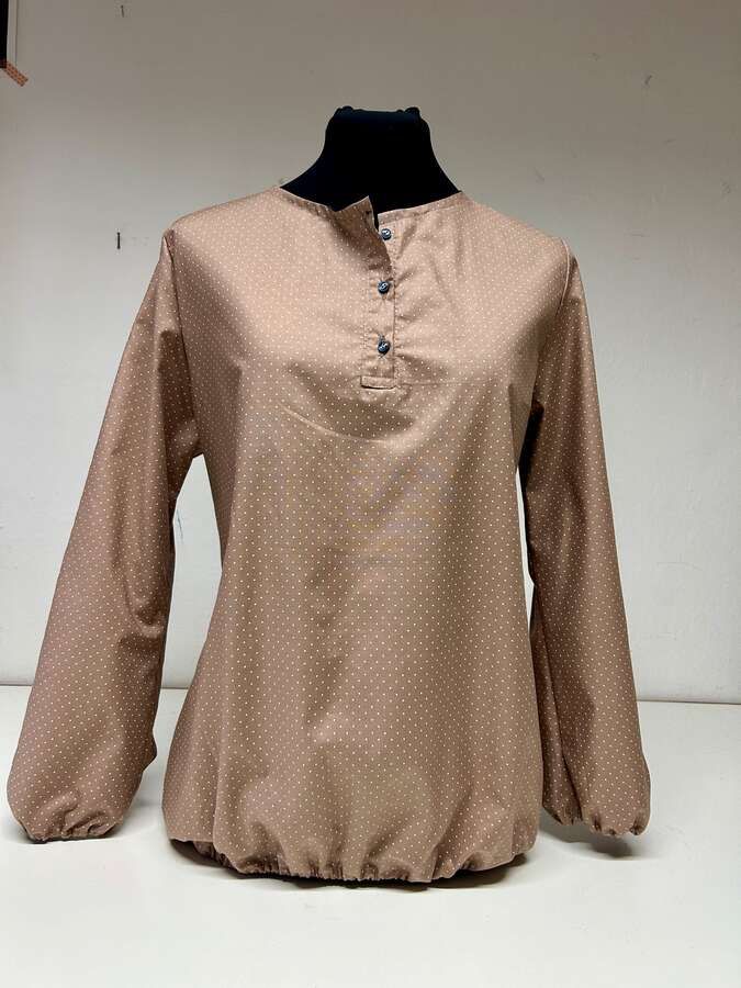 Bluse Beige Baumwolle Polkadot_04